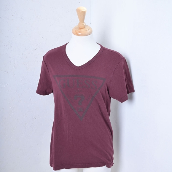 Guess | Dark red womens t shirt with logo - Picture 8 of 8